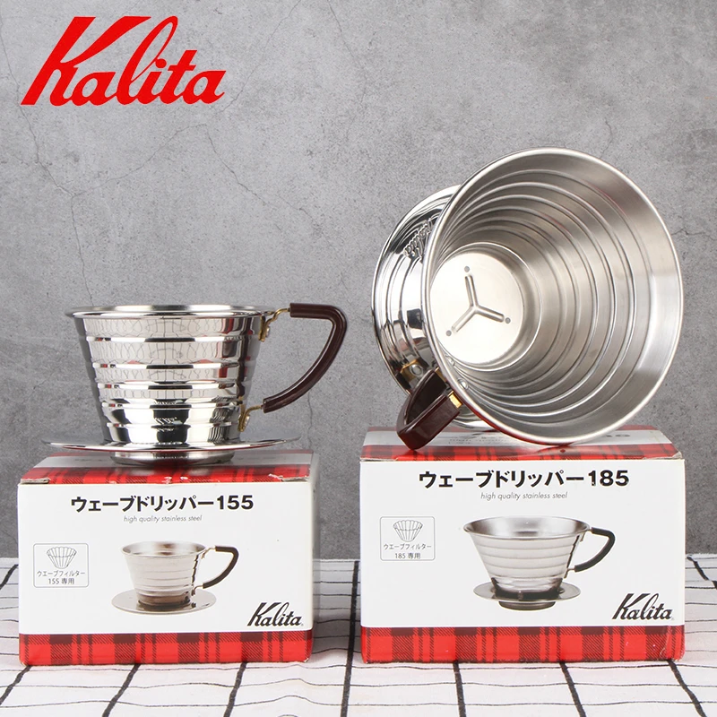 

Japan Corrugated Cake Style Stainless Steel Coffee Filter Holder Reusable Coffee Filters Dripper 155/185 Drip Coffee Baskets