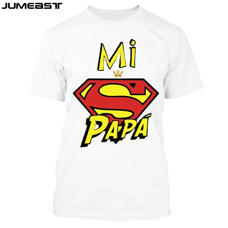 

Jumeast New Summer Super Papa T-shirt 2022 Fathers Day Gift Best Dad In The Galaxy Funny White Tees Usa Supermen Mens Tops