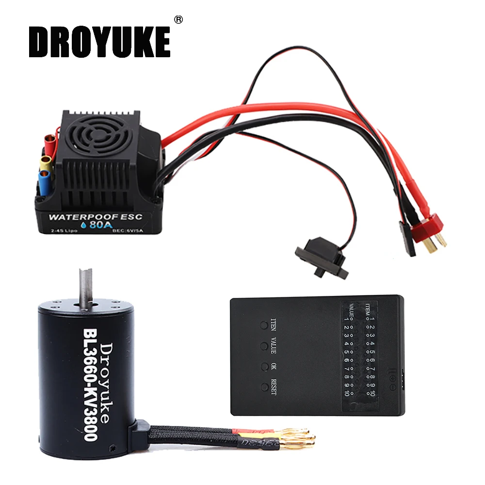 

BL3650 3100KV 3900KV 4300KV 5200KV/3660 2600KV 3300KV 3800KV Brushless Motor 80A ESC Combo for 1/10 1/8 RC Car Truck