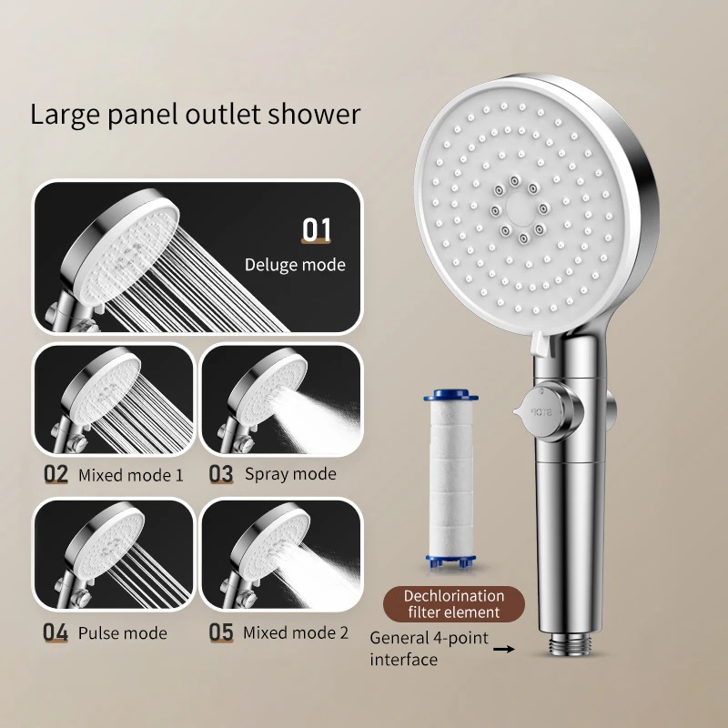 Large Panel 5 Modes Water Saving Shower Head Adjustable High Pressure One-key Stop Water Massage Shower Head for Bathroom Shower
Large Panel 5 Modes Water Saving Shower Head Adjustable High Pressure One-key Stop Water Massage Shower Head for Bathroom Shower