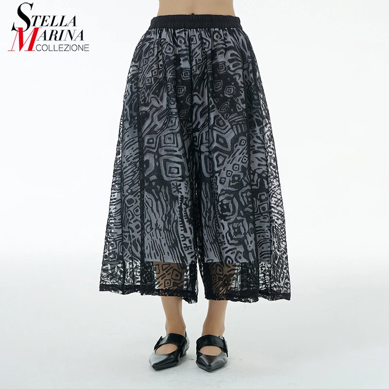 New Korean Style Woman 2022 Summer Black Floral Mesh Wide Leg Pants With Lining Loose Fit Elastic Waist Unique Streetwear apr93
New Korean Style Woman 2022 Summer Black Floral Mesh Wide Leg Pants With Lining Loose Fit Elastic Waist Unique Streetwear apr93