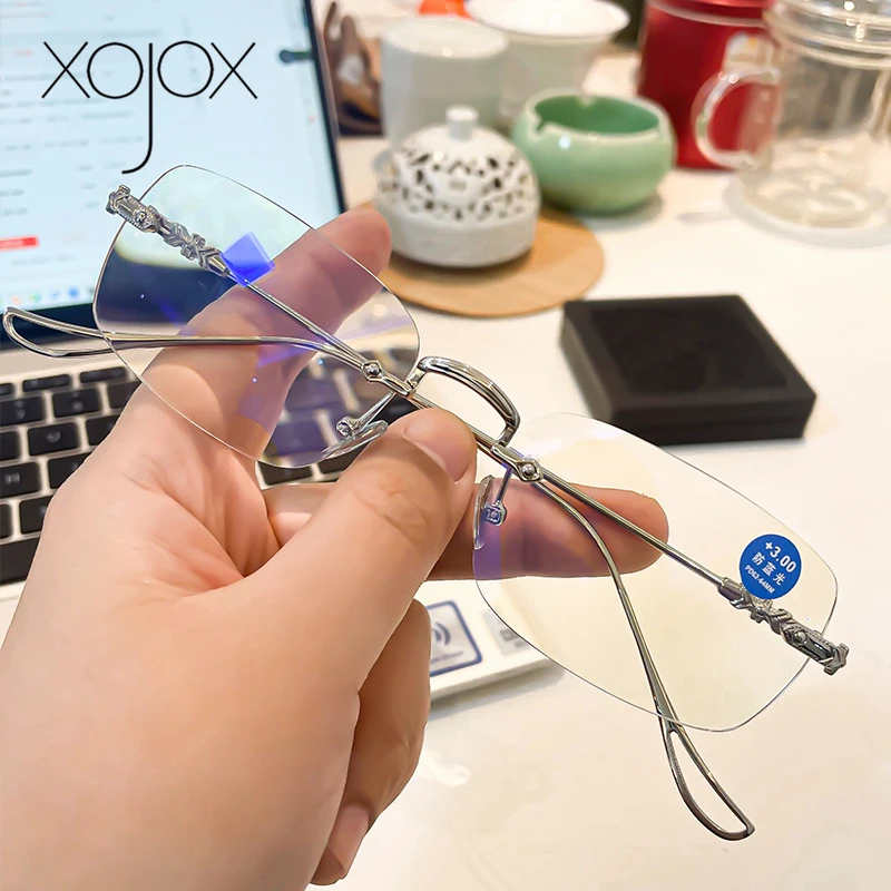 Очки для чтения XojoX с защитой от сисветильник света, женские модные ульсветильник ретро очки без оправы, металлические очки для дальнозорко... 
Очки для чтения XojoX с защитой от сисветильник света, женские модные ульсветильник ретро очки без оправы, металлические очки для дальнозорко...