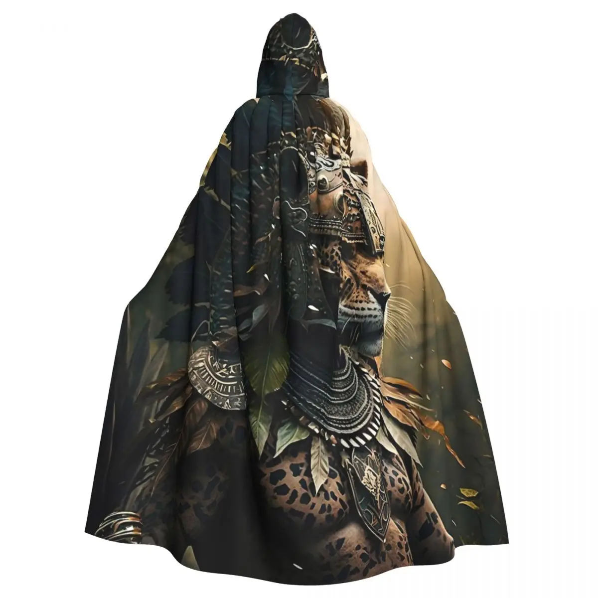 

Jaguar Aztec Warrior Hooded Cloak Halloween Party Cosplay Woman Men Adult Long Witchcraft Robe Hood