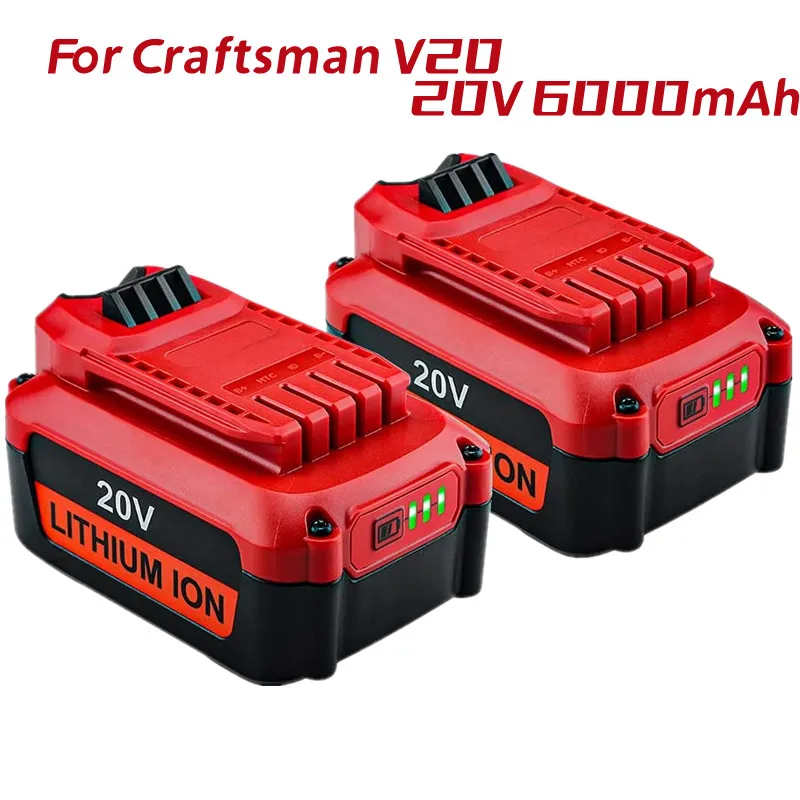 

6000mAh 20V Lithium Battery for Craftsman V20 Lithium Ion Battery CMCB202 CMCB202-2 CMCB204 CMCB204-2 Craftsman V20 Battery