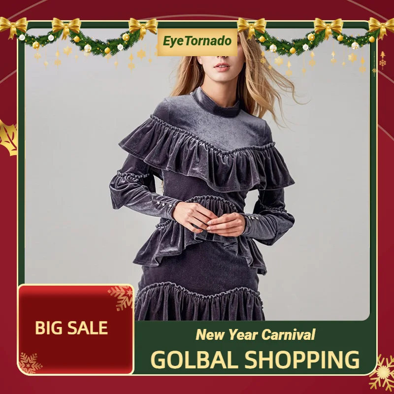 Женское короткое Бархатное облегающее платье с оборками, Осеннее Повседневное платье для работы вечерние, официальное бархатное мини-плат... 
Женское короткое Бархатное облегающее платье с оборками, Осеннее Повседневное платье для работы вечерние, официальное бархатное мини-плат...