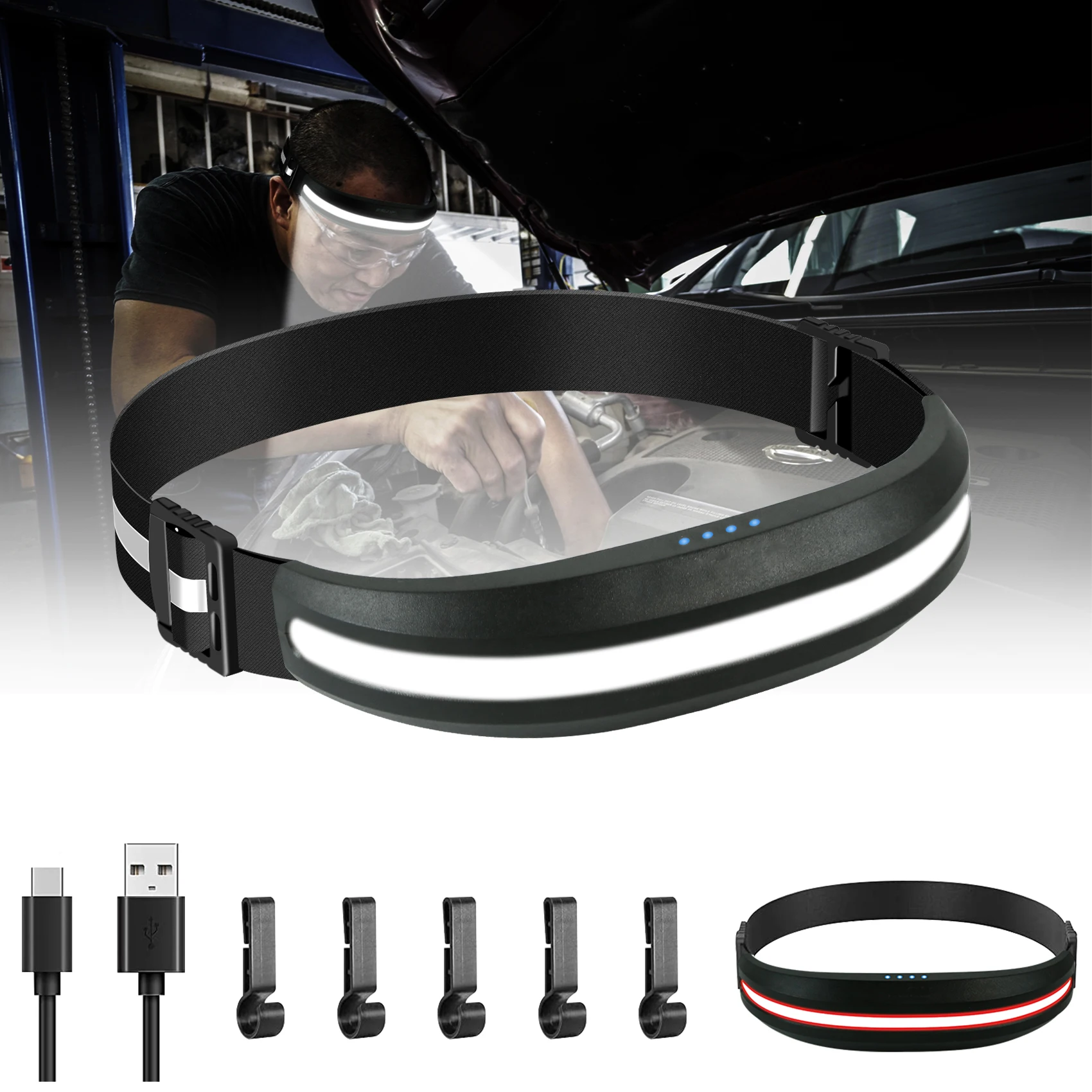 COB LED Lightweight Flood Headlamps Rechargeable Headlight With Built-in Battery Comfortable Adjustable Headband Head Lamp
COB LED Lightweight Flood Headlamps Rechargeable Headlight With Built-in Battery Comfortable Adjustable Headband Head Lamp