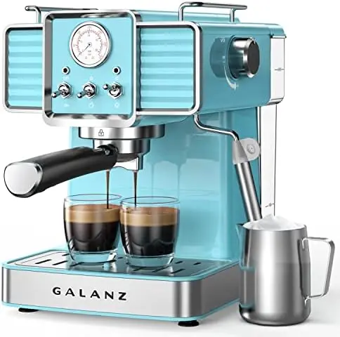 Retro Espresso Machine with Milk Frother, 15 Pump Professional Cappuccino and Latte Machine, 1.5L Removable Water Tank, Retro B
Retro Espresso Machine with Milk Frother, 15 Pump Professional Cappuccino and Latte Machine, 1.5L Removable Water Tank, Retro B