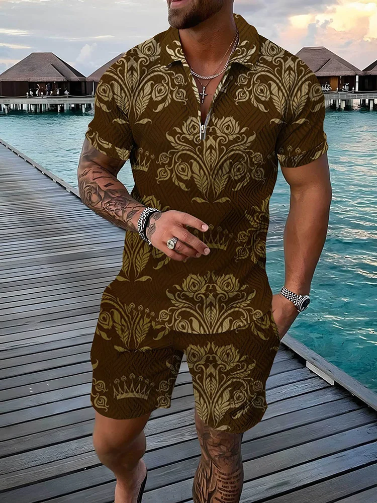 Men's Tracksuit Casual Summer Short Sleeve Polo Shirt And Shorts Suit Two-Piece Set Male Clothing Floral Print Clothes For Man
Men's Tracksuit Casual Summer Short Sleeve Polo Shirt And Shorts Suit Two-Piece Set Male Clothing Floral Print Clothes For Man