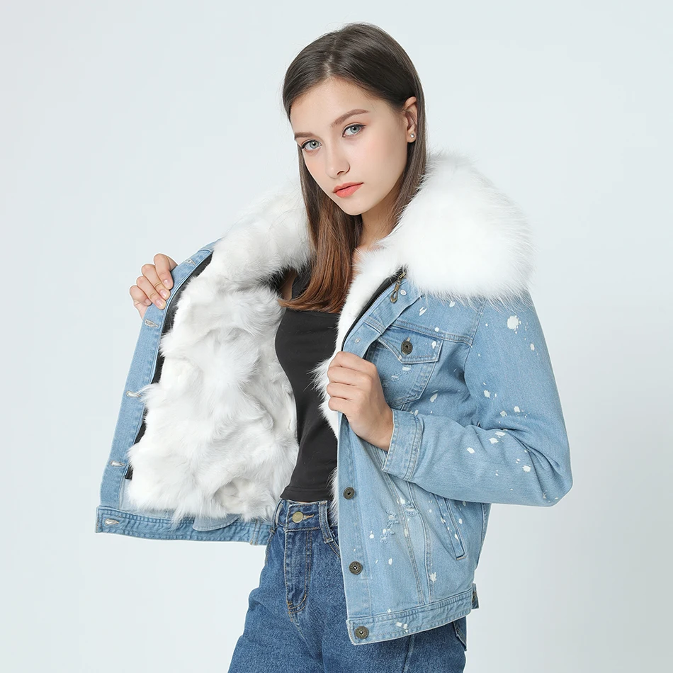 Brand 2022 Autumn Winter Jacket Coat Women Holes Denim Jacket Real Large Raccoon Fur Collar And Real Fox Fur Thick Warm Liner
Brand 2022 Autumn Winter Jacket Coat Women Holes Denim Jacket Real Large Raccoon Fur Collar And Real Fox Fur Thick Warm Liner