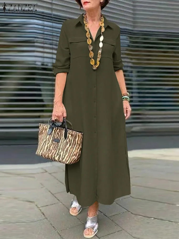 ZANZEA Elegant Autumn Lapel Neck Long Sleeve Kaftan Vestidos Women Long Shirt Dress Casual Solid Party Sundress Work Robe Femme
ZANZEA Elegant Autumn Lapel Neck Long Sleeve Kaftan Vestidos Women Long Shirt Dress Casual Solid Party Sundress Work Robe Femme