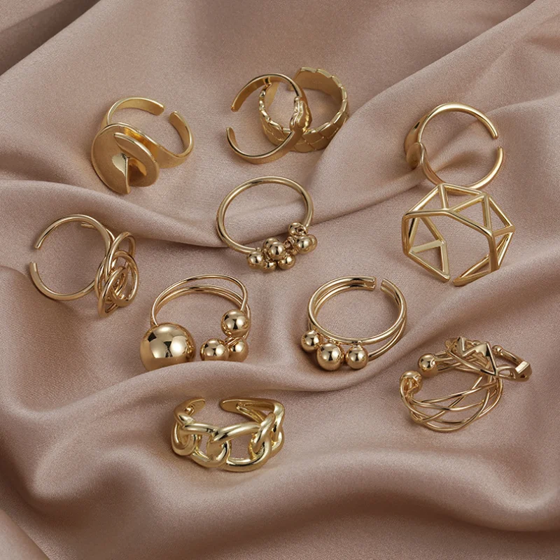 Minar INS Fashion Multi Styles Brass Gold Charm Rings for Women Geometric Hollow Linked Chain Chunky Finger Ring Accessories
Minar INS Fashion Multi Styles Brass Gold Charm Rings for Women Geometric Hollow Linked Chain Chunky Finger Ring Accessories