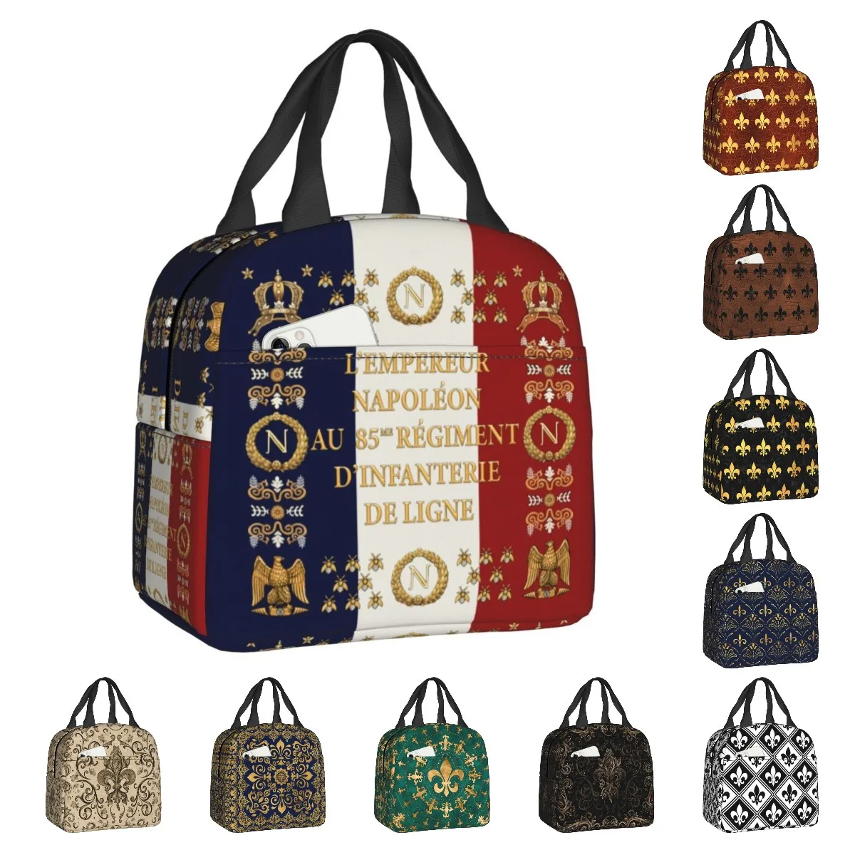 Custom Napoleonic French 85th Regimental Flag Lunch Bag Women Cooler Warm Insulated Lunch Box for Kids School
Custom Napoleonic French 85th Regimental Flag Lunch Bag Women Cooler Warm Insulated Lunch Box for Kids School