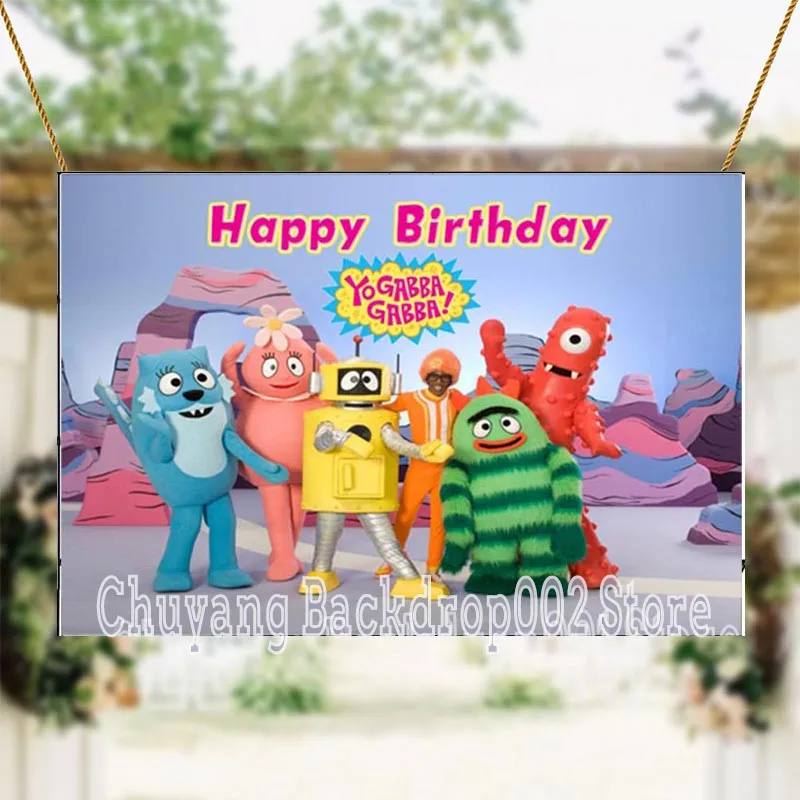 

Yo Gabba Gabba Backdrop Baby Shower Children Birthday Party Photography Background For Photo Studio