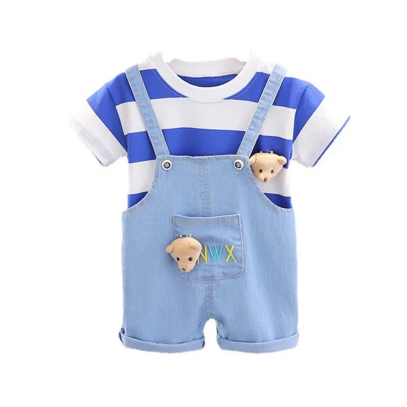 New Summer Baby Girls Clothes Suit Children Boys Casual Striped T-Shirt Overalls 2Pcs/Set Toddler Fashion Costume Kids Tracksuit
New Summer Baby Girls Clothes Suit Children Boys Casual Striped T-Shirt Overalls 2Pcs/Set Toddler Fashion Costume Kids Tracksuit