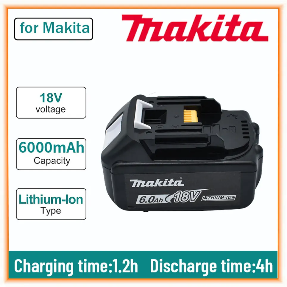 Original 18V Makita 6000mAh Lithium ion Rechargeable Battery 18v drill Replacement Batteries BL1860 BL1830 BL1850 BL1860B
Original 18V Makita 6000mAh Lithium ion Rechargeable Battery 18v drill Replacement Batteries BL1860 BL1830 BL1850 BL1860B