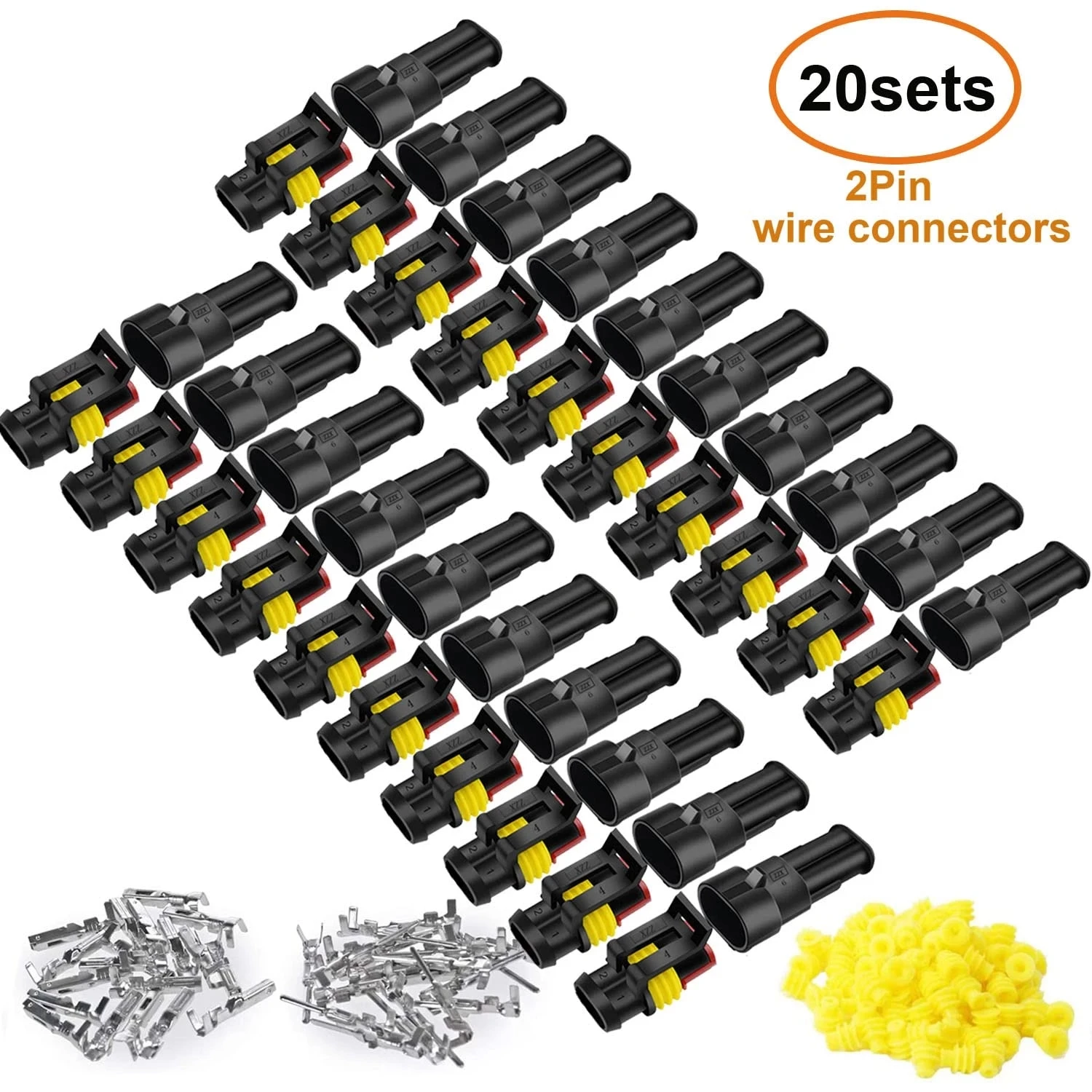 20 Kits 2 Pin Connector Automotive Electrical Connectors Quick Connect 2 Pin Wire Connectors Waterproof Connector
20 Kits 2 Pin Connector Automotive Electrical Connectors Quick Connect 2 Pin Wire Connectors Waterproof Connector