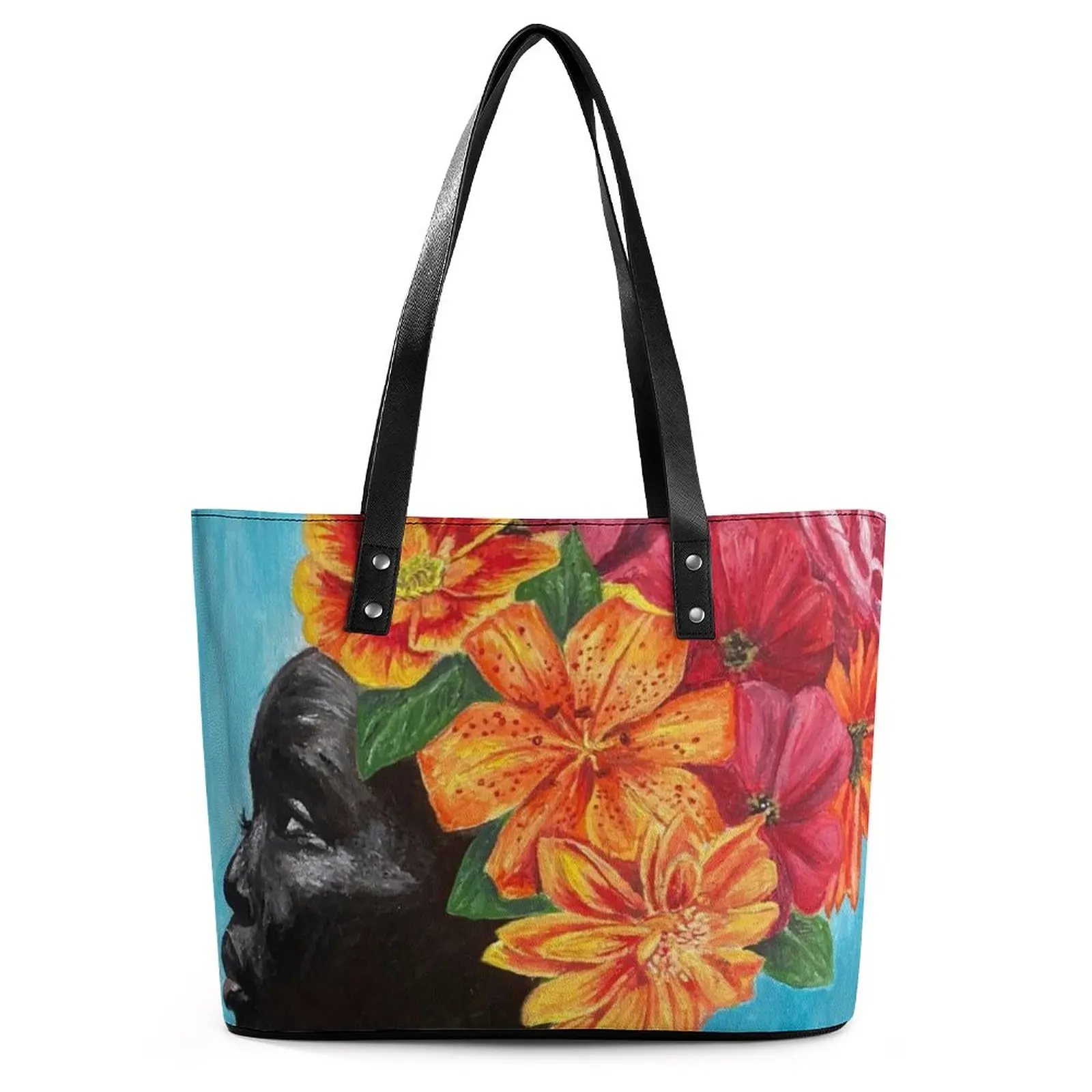 Fleur Woman Head Handbags Flowers Art Print Funny Shoulder Bag Grocery PU Leather Tote Bag Women Handle Print Shopper Bags
Fleur Woman Head Handbags Flowers Art Print Funny Shoulder Bag Grocery PU Leather Tote Bag Women Handle Print Shopper Bags