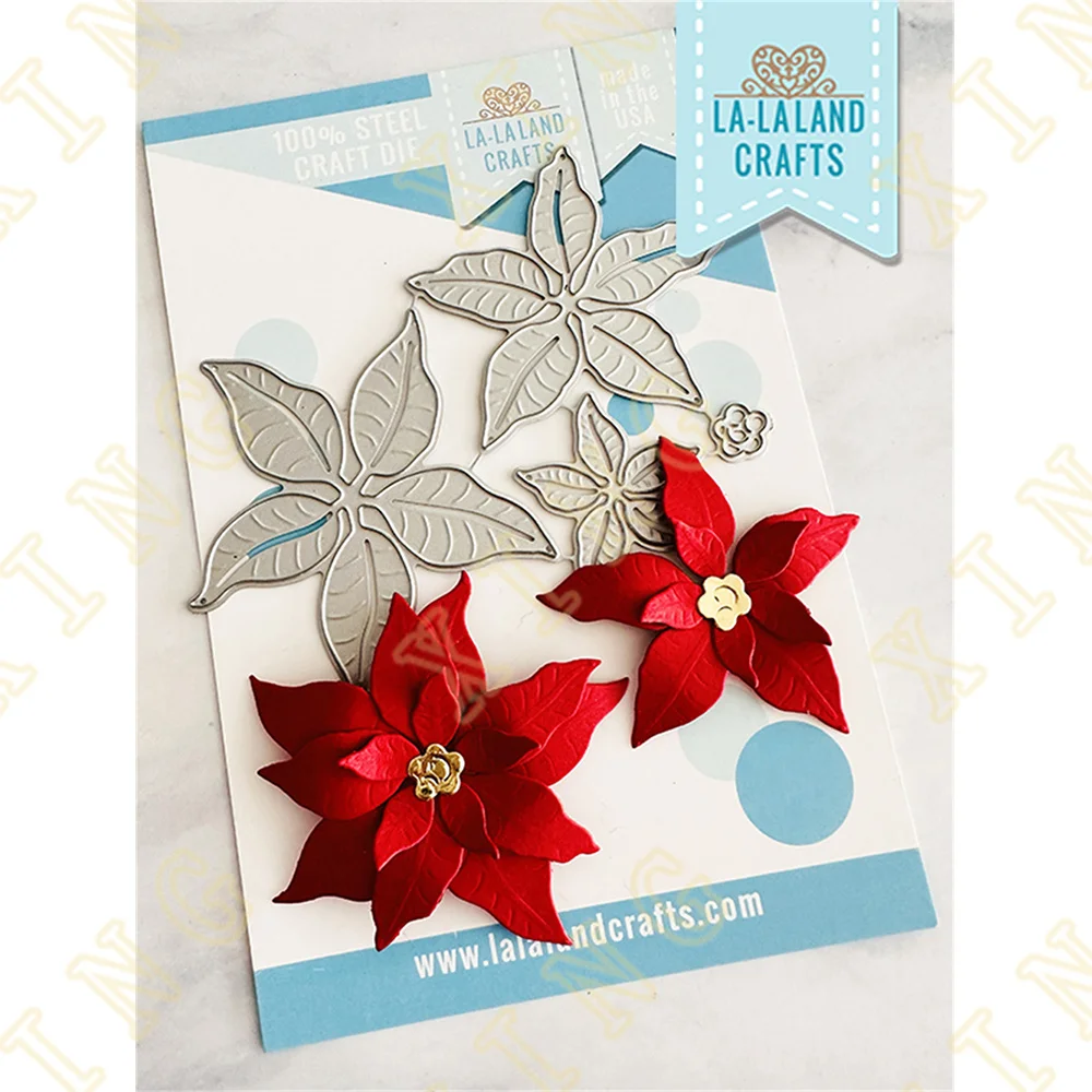 

Metal Cutting Dies Scrapbook Diary Decoration Stencil Embossing Template Diy Greeting Card Handmade 2022 New Layered Poinsettia