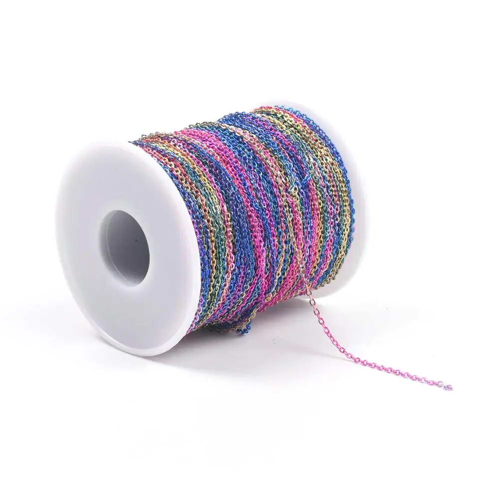 2Meters/Lot Rainbow 1.5mm Oval Link Chains For Jewelry Making Supplies DIY Findings Necklace Bracelet Flat O Chains Accessories
2Meters/Lot Rainbow 1.5mm Oval Link Chains For Jewelry Making Supplies DIY Findings Necklace Bracelet Flat O Chains Accessories