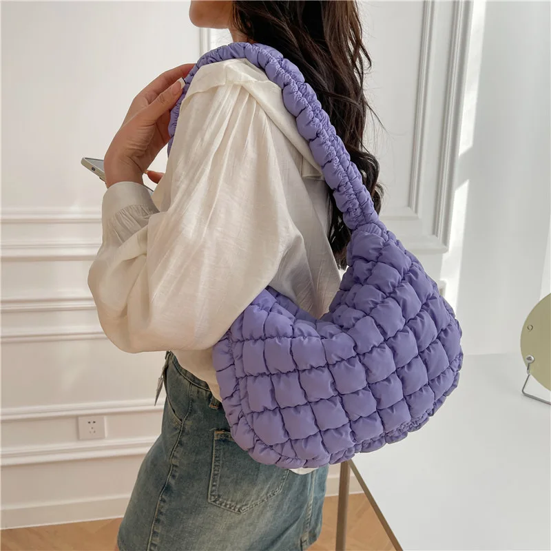 

Корейские модные стеганые сумки через плечо для женщин, нейлоновые плиссированные вместительные сумки-тоуты, роскошные дизайнерские сумки для покупок в облако