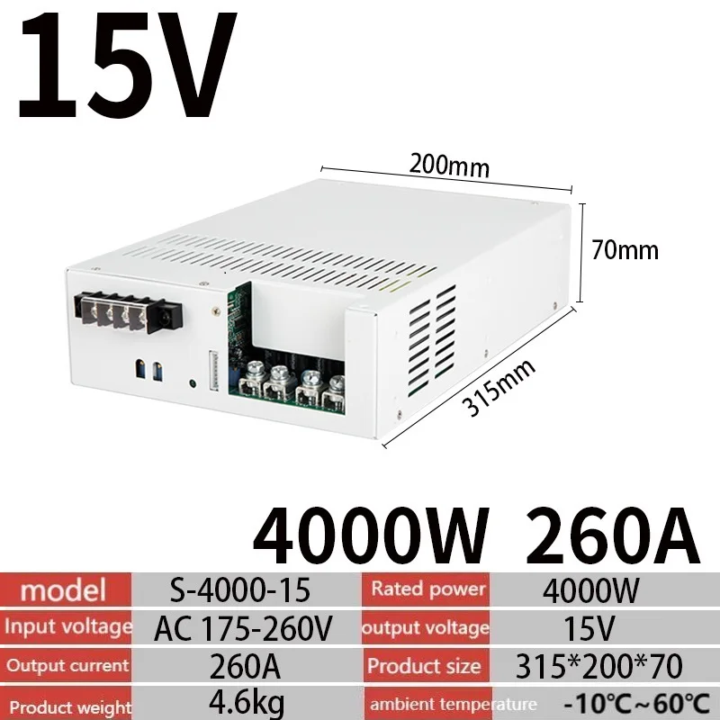 SUSWE 4000W high power switching power supply s-1500w1500 / 2000-24v12v36v48v adjustable constant current and constant voltage
SUSWE 4000W high power switching power supply s-1500w1500 / 2000-24v12v36v48v adjustable constant current and constant voltage