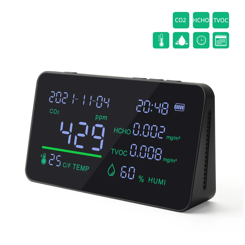 New Household CO2 Detector Air Quality Temperature and Humidity Test HCHO Formaldehyde Monitor Semiconductor Infrared Detector
New Household CO2 Detector Air Quality Temperature and Humidity Test HCHO Formaldehyde Monitor Semiconductor Infrared Detector