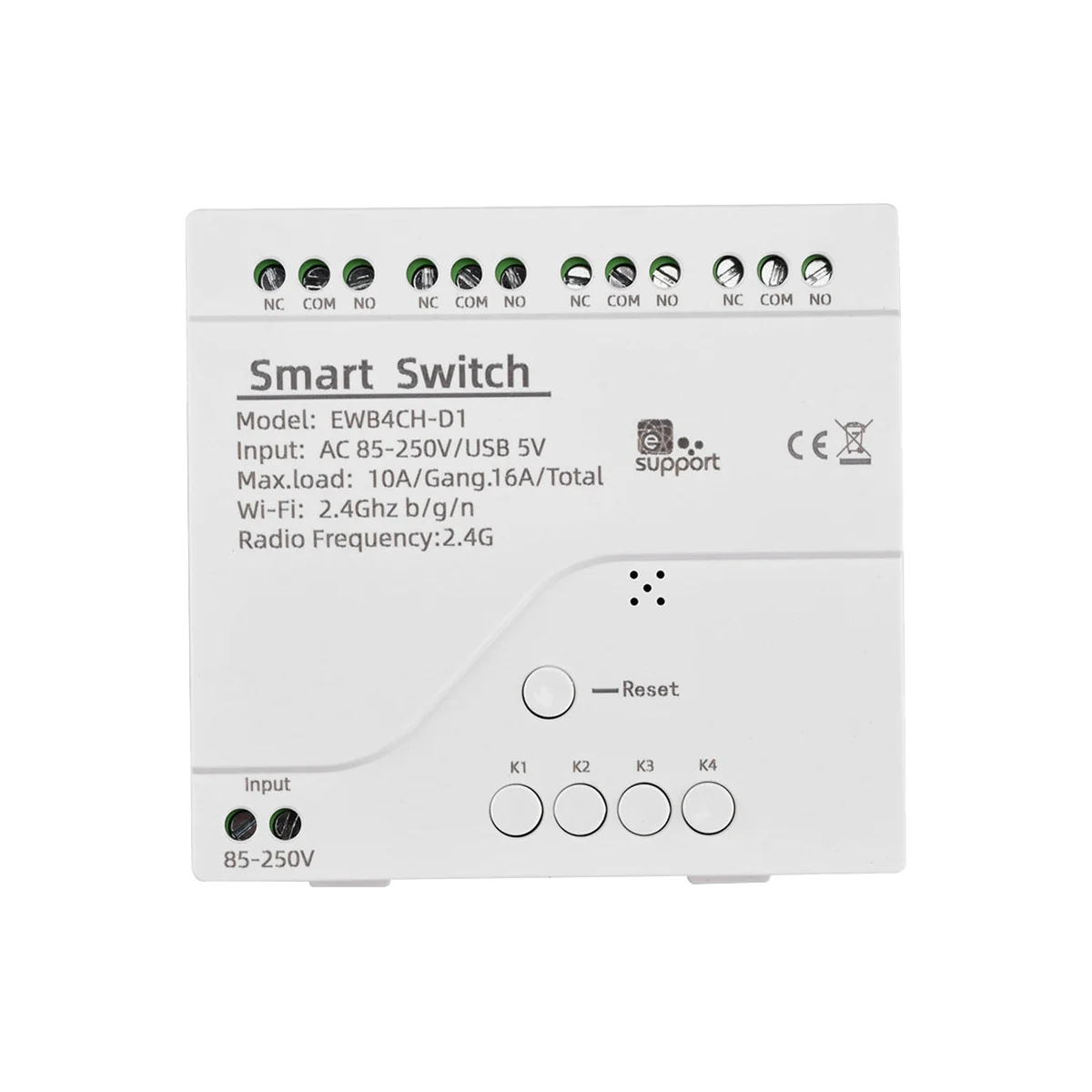 EWeLink Smart WiFi Bluetooth Switch Relay Module 85-250V on Off Controller 4CH 2.4G WiFi Remote for Alexa Google Home
EWeLink Smart WiFi Bluetooth Switch Relay Module 85-250V on Off Controller 4CH 2.4G WiFi Remote for Alexa Google Home