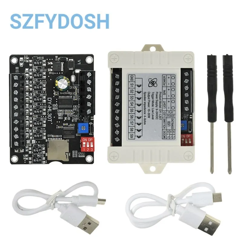 MP3 Power Voice Broadcast Prompt Module DC9-24V 30W High And Low Level Trigger Mp3 Playback Support TF Card U Disk DY-HL30T
MP3 Power Voice Broadcast Prompt Module DC9-24V 30W High And Low Level Trigger Mp3 Playback Support TF Card U Disk DY-HL30T