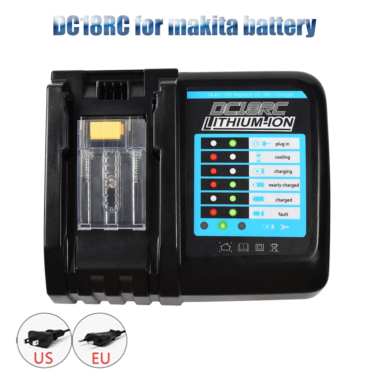 DC18RC Li-ion Battery Charger for Makita Charger 18V 14.4V BL1830 Bl1430 DC18RC DC18RA Power tool 3A Charging Current EU plug
DC18RC Li-ion Battery Charger for Makita Charger 18V 14.4V BL1830 Bl1430 DC18RC DC18RA Power tool 3A Charging Current EU plug
