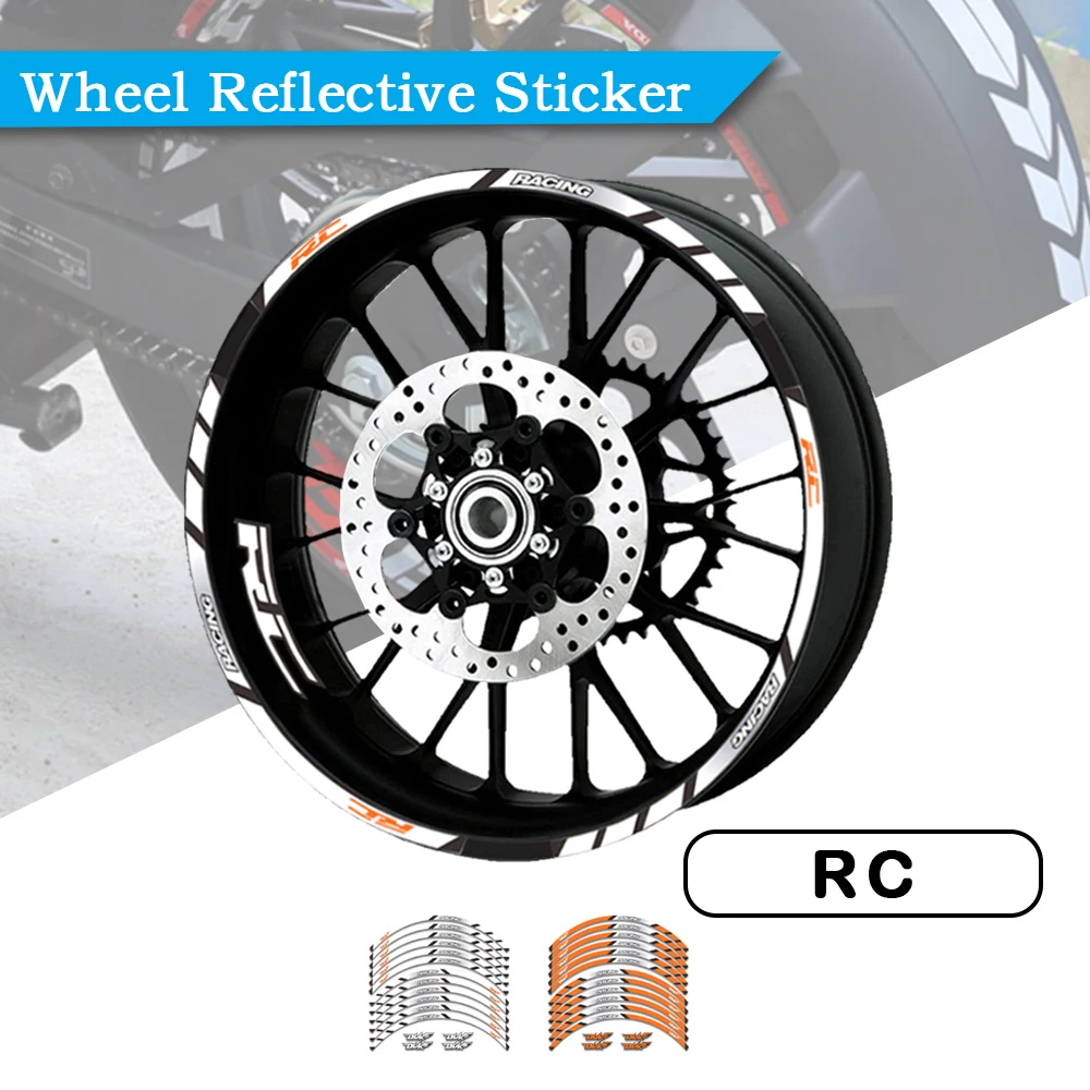 for KTM RC 125 200 390 Motorcycle Accessories Front & Rear Wheel Tire Rim Decoration Adhesive Reflective Decal Sticker
for KTM RC 125 200 390 Motorcycle Accessories Front & Rear Wheel Tire Rim Decoration Adhesive Reflective Decal Sticker