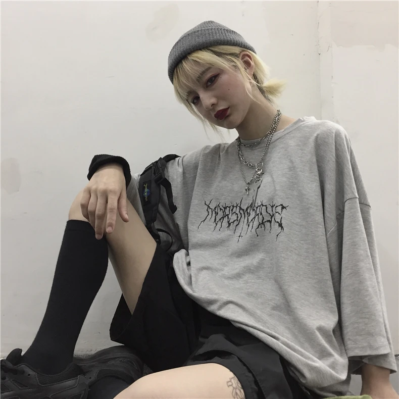 Japanese Harajuku Satan T Shirt for Men Women Ulzzang Korean Style Tshirt Streetwear Baphomet Demon Tee Tops Satanist Clothes | Женская