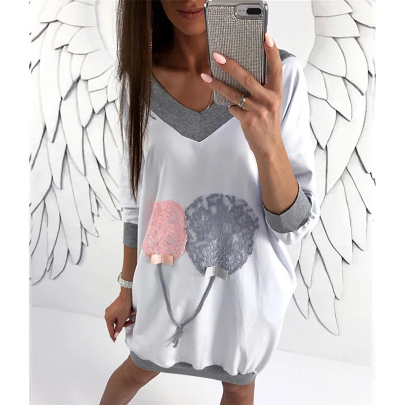 2022 Sexy Club Deep V-neck All Match Pullover Loose Casual Lace Print Women's Clothing Mid-length Long Sleeved Lady Sweatshirt
2022 Sexy Club Deep V-neck All Match Pullover Loose Casual Lace Print Women's Clothing Mid-length Long Sleeved Lady Sweatshirt