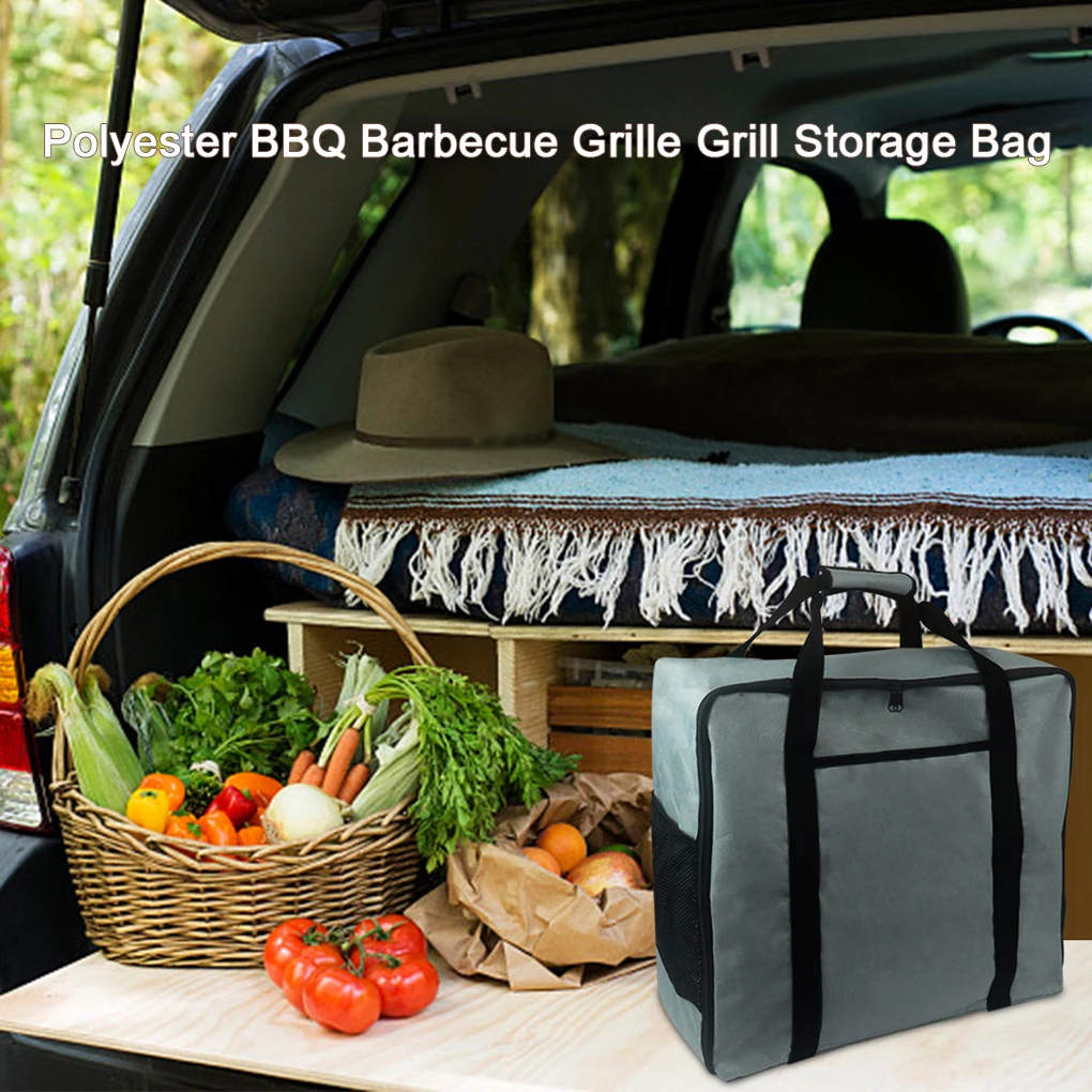 

Barbecue Grill Storage Bag Portable Reusable Multi-pocket Lifting Handle Outside Pan Organizer Organizing Pouch
