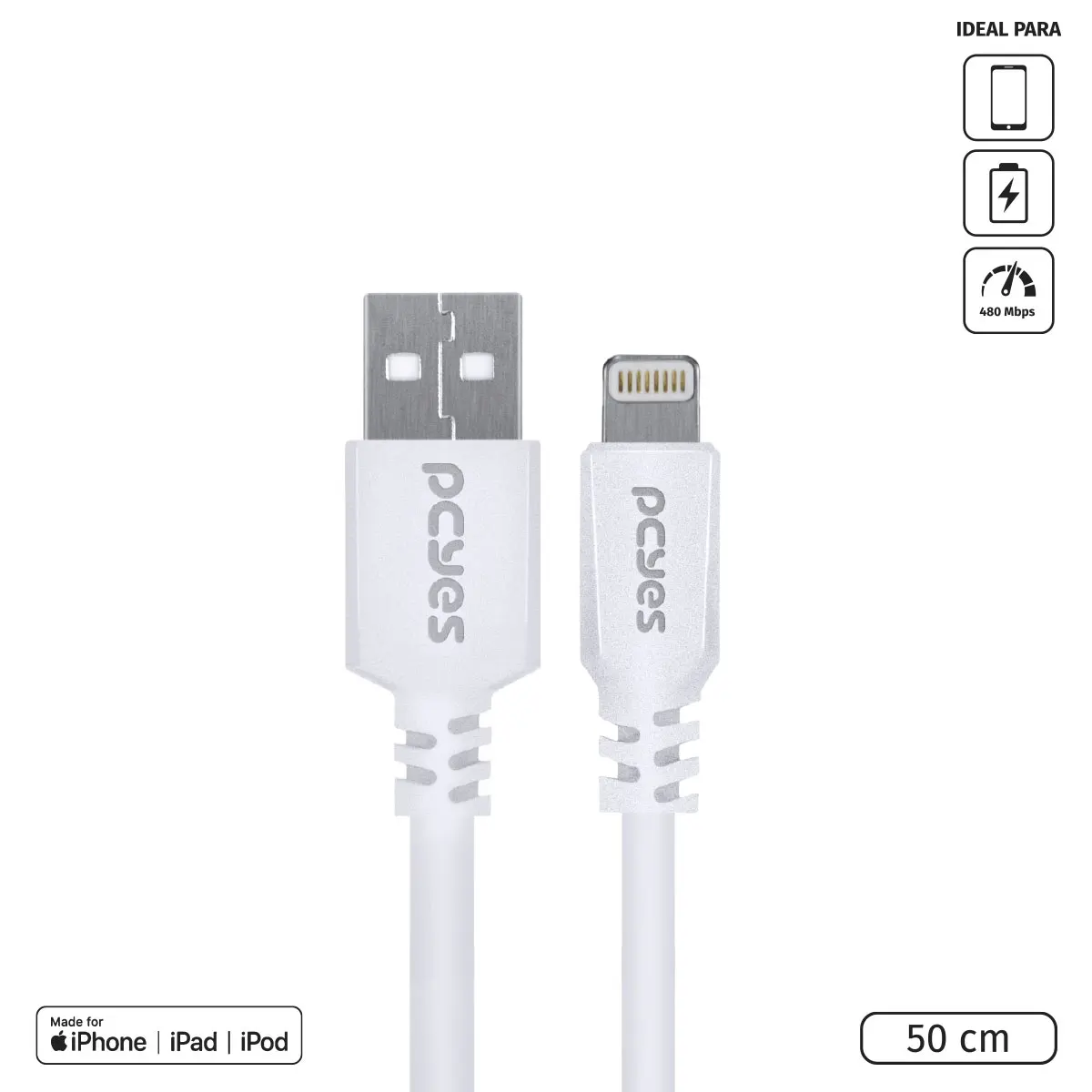 CABLE FOR IPHONE ORIGINAL USB A 2.0 FOR LIGHTNING CERTIFICATE MFI 50 CM WHITE-PUALB-05
CABLE FOR IPHONE ORIGINAL USB A 2.0 FOR LIGHTNING CERTIFICATE MFI 50 CM WHITE-PUALB-05