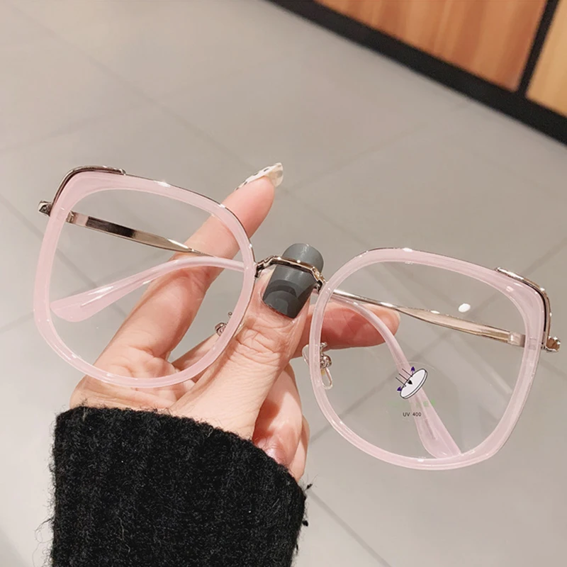 Fashion Oversized Square Women Glasses Frame Vintage Clear Anti-Blu-Ray Eyewear Men Optical Pink Frame Computer Goggle
Fashion Oversized Square Women Glasses Frame Vintage Clear Anti-Blu-Ray Eyewear Men Optical Pink Frame Computer Goggle