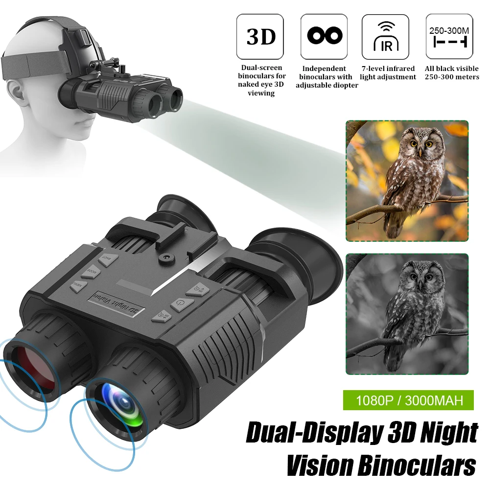 Head Mount Digital Night Vision Binoculars with Dual-Display FHD Infrared Digital Binoculars 3D for Hunting Night Photography
Head Mount Digital Night Vision Binoculars with Dual-Display FHD Infrared Digital Binoculars 3D for Hunting Night Photography