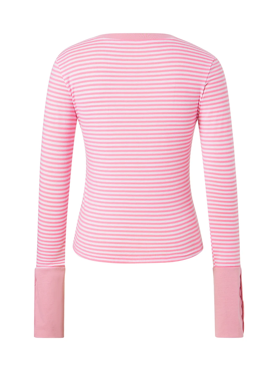 Women s Long Sleeve Striped Tops Slim Fit V-neck Pullover Shirt for Club Streetwear
Women s Long Sleeve Striped Tops Slim Fit V-neck Pullover Shirt for Club Streetwear