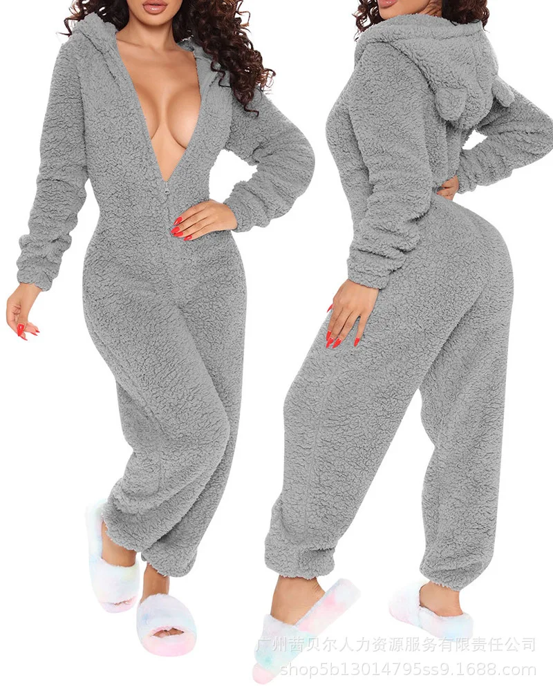 3D Ear Zipper Front Hooded Fluffy Lounge Jumpsuit Overalls for Women Romper Long Pants Pajamas Sleep Sleepwear Pyjamas Homewear
3D Ear Zipper Front Hooded Fluffy Lounge Jumpsuit Overalls for Women Romper Long Pants Pajamas Sleep Sleepwear Pyjamas Homewear