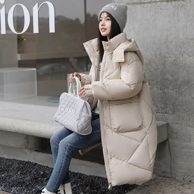 Winter Rhombic Lattice Loose Cotton Jacket Coat Women's Solid Color Big Pocket Hooded Jackets Casual Medium Long Parka 2023 New
Winter Rhombic Lattice Loose Cotton Jacket Coat Women's Solid Color Big Pocket Hooded Jackets Casual Medium Long Parka 2023 New