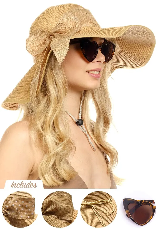 Wide Brim Sun Hats for Women - Floppy Straw Hat with Heart Shape Glasses - Foldable Large Summer Hat - Big Roll Up Beach Cap - U
Wide Brim Sun Hats for Women - Floppy Straw Hat with Heart Shape Glasses - Foldable Large Summer Hat - Big Roll Up Beach Cap - U