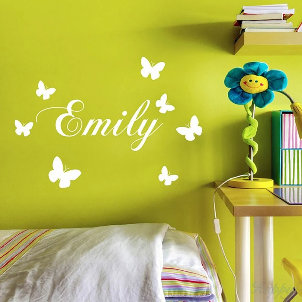 

LY Butterfly custom name decal for girls room, bedroom, vinyl, removable stickers L1-2/10