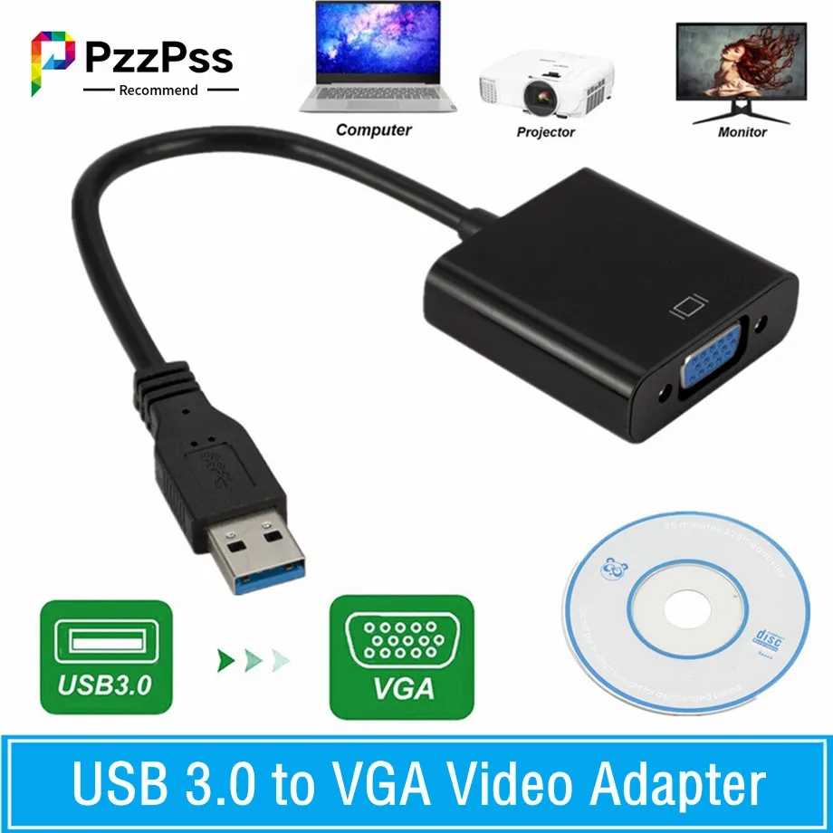 USB 3.0 to VGA Video Display Adapter 1080P Multi-Display External Converter Cable for Projector Laptop Monitor PC Windows 7/8
USB 3.0 to VGA Video Display Adapter 1080P Multi-Display External Converter Cable for Projector Laptop Monitor PC Windows 7/8