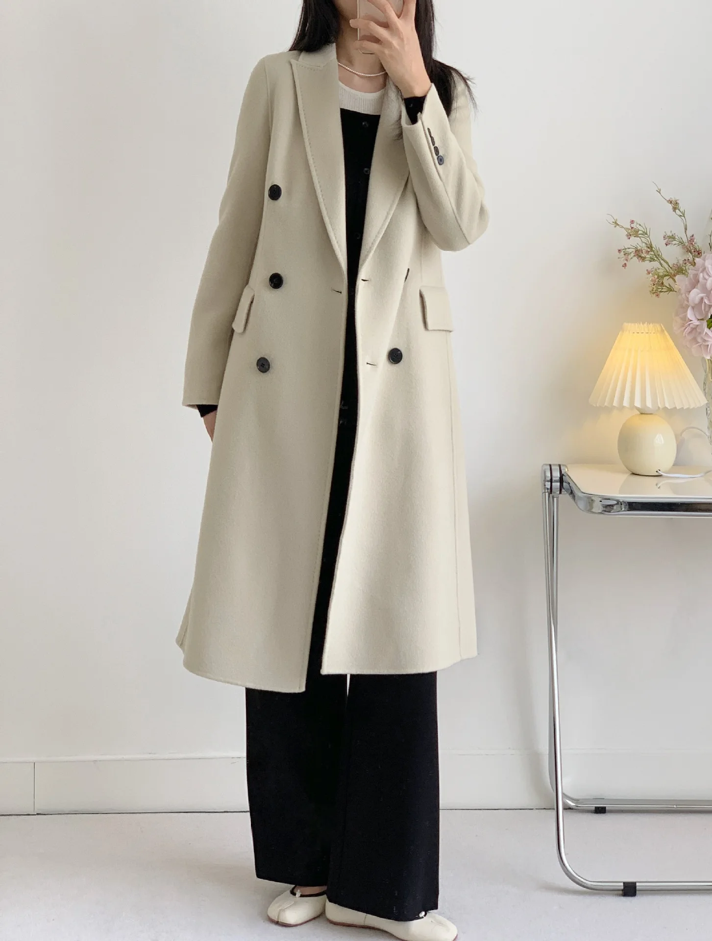 Women's Slim Fitting Lapel Coat 100%Wool Double Breasted Long Sleeved Elegant Solid Color, Autumn/Winter 2023 New
Women's Slim Fitting Lapel Coat 100%Wool Double Breasted Long Sleeved Elegant Solid Color, Autumn/Winter 2023 New