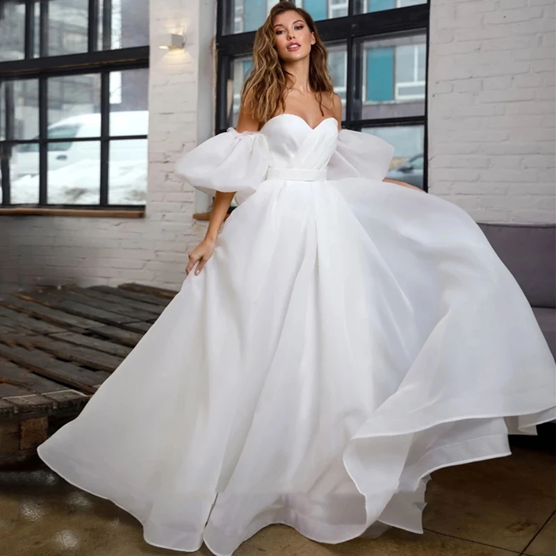 Elegant Sweetheart Detachable Puff Sleeves Corset Back A-Line Wedding Dress 2023 Bridal Gowns Vestido De Noiva
Elegant Sweetheart Detachable Puff Sleeves Corset Back A-Line Wedding Dress 2023 Bridal Gowns Vestido De Noiva