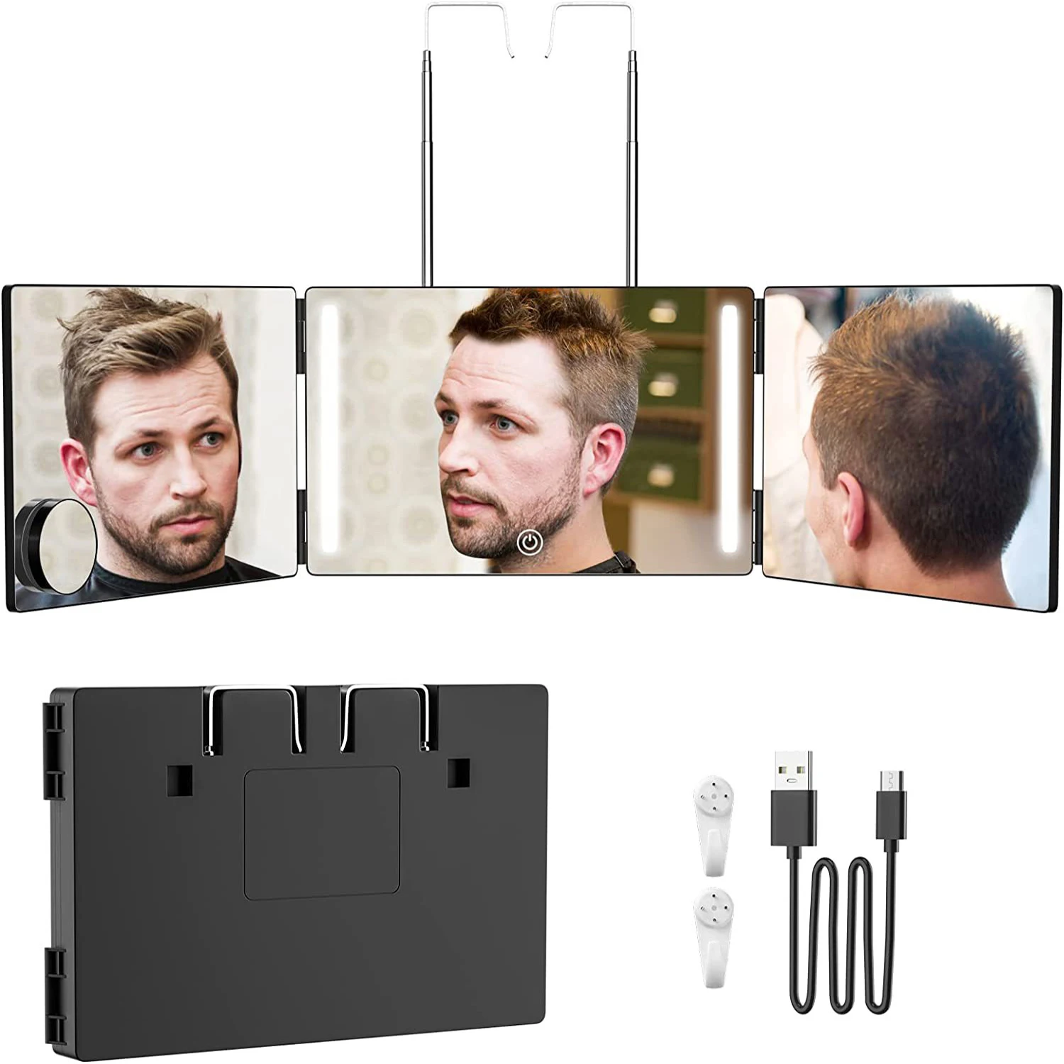 Three-Fold Makeup Mirror Hair Cutting And Styling DIY Haircut Tool New Adjustable 3 Way Trifold Hairdressing Mirrors
Three-Fold Makeup Mirror Hair Cutting And Styling DIY Haircut Tool New Adjustable 3 Way Trifold Hairdressing Mirrors