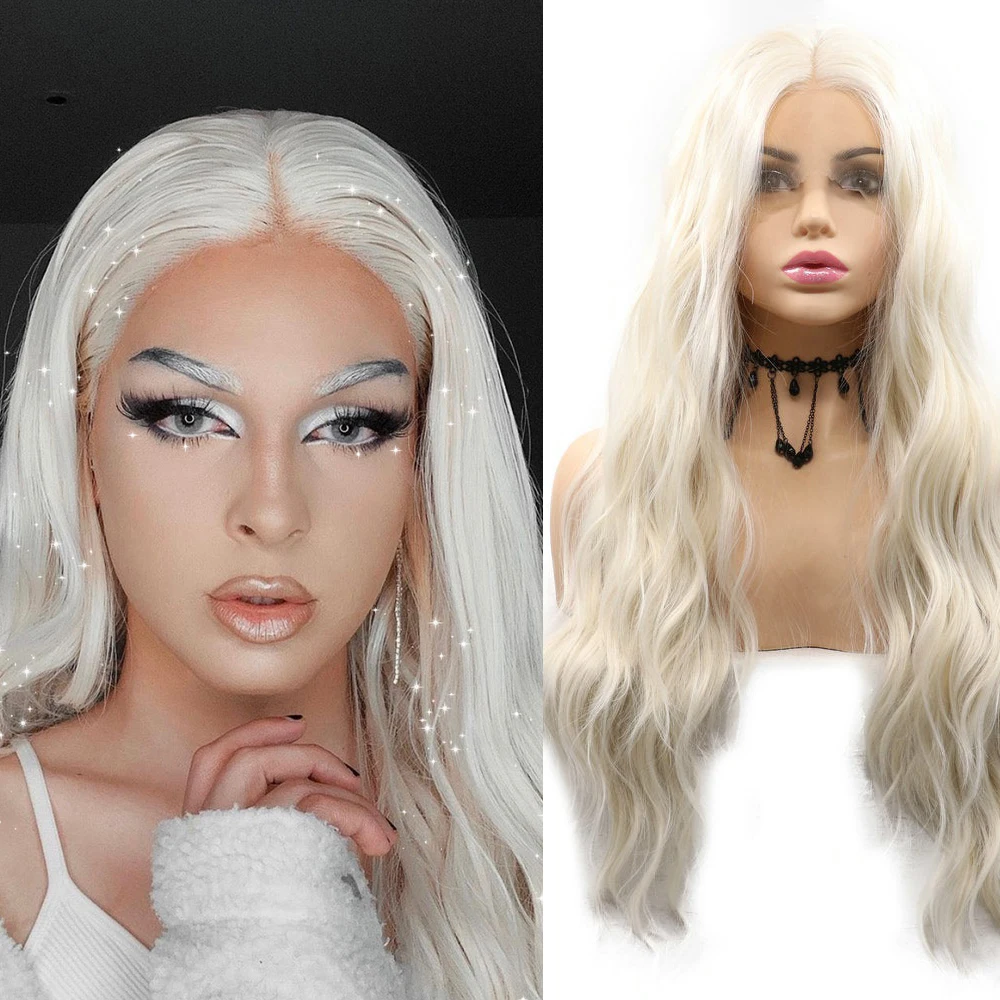 Glueless Platinum Blonde Color Natural Body Wave Synthetic Hair Lace Front Wigs For Women Heat Resistant Fiber 180% Density
Glueless Platinum Blonde Color Natural Body Wave Synthetic Hair Lace Front Wigs For Women Heat Resistant Fiber 180% Density