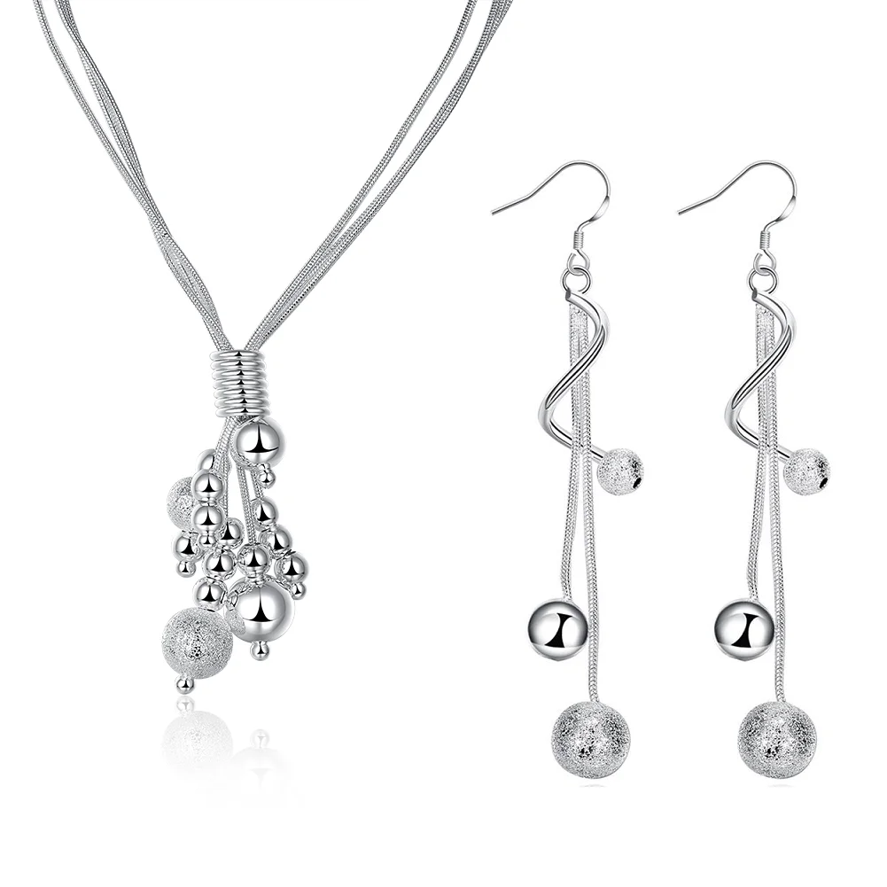 New 925 Sterling Silver Pretty beads necklaces long earring jewelry sets for women fashion designer party wedding Christmas gift
New 925 Sterling Silver Pretty beads necklaces long earring jewelry sets for women fashion designer party wedding Christmas gift