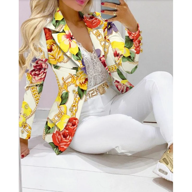 European and American autumn and winter fashion casual slim cardigan printing ladies small suit jacket
European and American autumn and winter fashion casual slim cardigan printing ladies small suit jacket