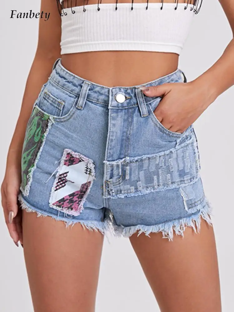 Fashion Lady Sexy High Waist Button Beach Shorts 2022 New Summer Casual Pattern Print Contrast Denim Shorts Harajuku Streetwear
Fashion Lady Sexy High Waist Button Beach Shorts 2022 New Summer Casual Pattern Print Contrast Denim Shorts Harajuku Streetwear
