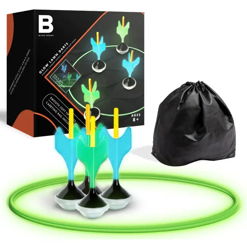 

in the Dark Soft Tip Lawn Darts Set, Outdoor Family Toy For Kids & Adults, Includes Portable Storage Bag for BBQ Backyard Beach